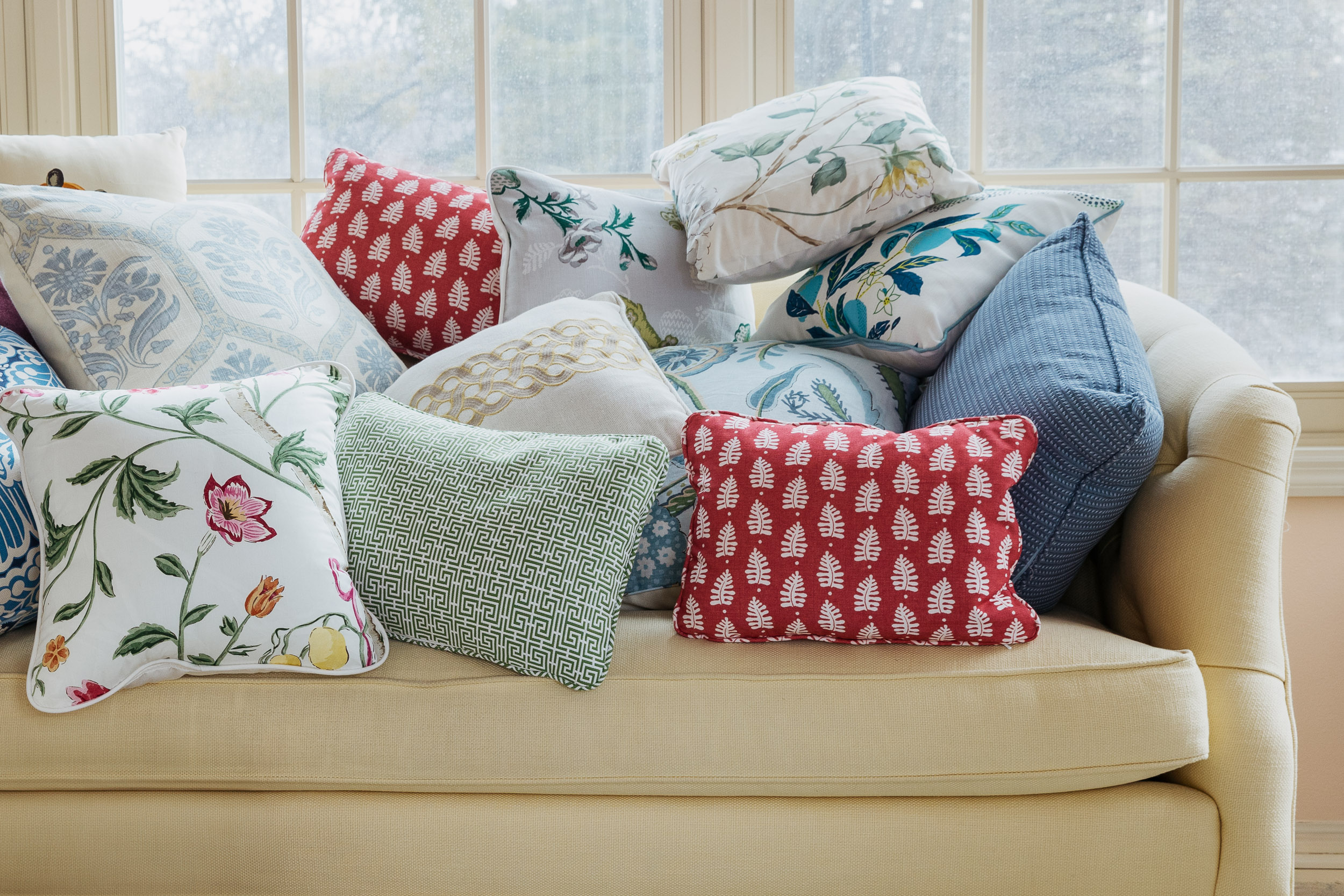 Custom throw pillows in various sizes