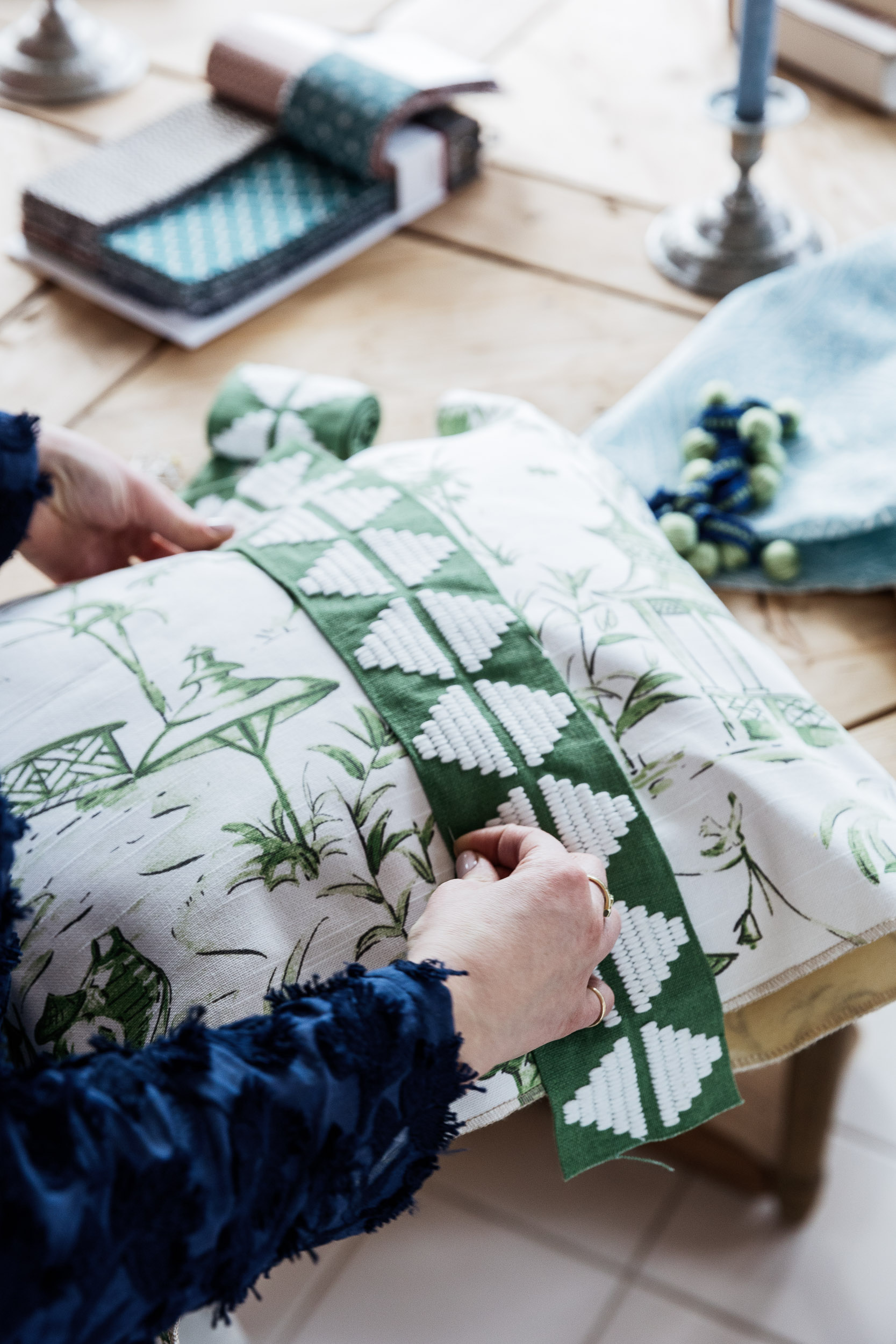 Hand sewing decorative tape